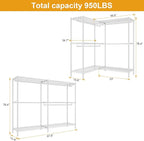 E15 Pro Garment Rack L Shaped Clothes Rack for Corner，Freestanding Clothing Racks for Hanging Clothes，Heavy Duty Closet System with 4 Hanging Rods & 8 S Hooks，48.8"W x 15.8"D x 78.4"H，White