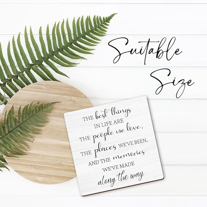 5” Inspirational Wooden Plaque Sign With Metal Support - The Best Things In Life Are The People We Love - Motivational Rustic Wood Sign Decor For Home Bedroom Office Decorations & Gifts - A14
