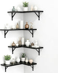 NATURE'S SOURCE Corner Floating Shelves Set of 4, Corner Shelves Wall Mounted, for Bedroom Kitchen Living Room Bathroom Office- Gothic Style (Black, Set of 4)