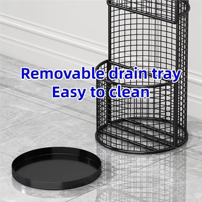 Umbrella Stand, Metal Umbrella Storage Rack, Umbrella Bucket with Drain Tray, Hollow Drain Rack for Entrance, Balcony, Shopping Mall(Gold)