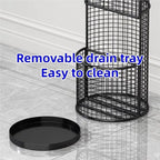Umbrella Stand, Metal Umbrella Storage Rack, Umbrella Bucket with Drain Tray, Hollow Drain Rack for Entrance, Balcony, Shopping Mall(Gold)