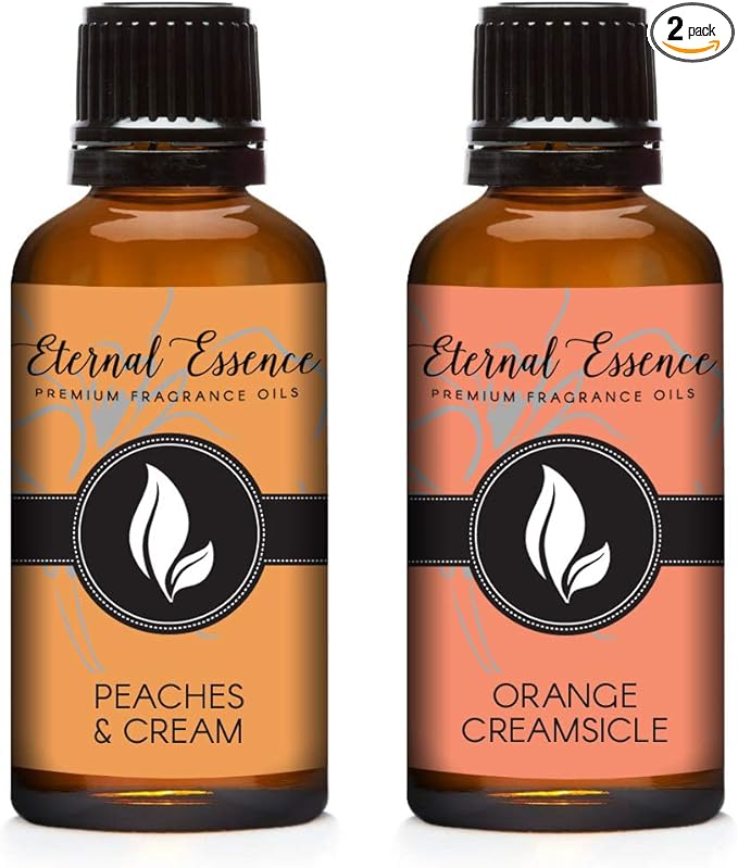 Eternal Essence Oils 2 Pack 30ml Premium Fragrance Oil - Peaches & Cream and Orange Creamsicle - for Candle, Soap Making, Aromatherapy, Diffusers, Home Care, & Humidifiers