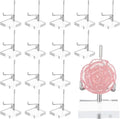 16Pcs Adjustable Metal Arm Display Stand with Acrylic Base Display,Easel Holder for Rock Mineral Agate Fossil Coral Crystal Geodes Picture Decorative(Silver,1.96x1.96x3.22In)