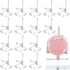 16Pcs Adjustable Metal Arm Display Stand with Acrylic Base Display,Easel Holder for Rock Mineral Agate Fossil Coral Crystal Geodes Picture Decorative(Silver,1.96x1.96x3.22In)