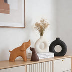 Querro Modern Ceramic Vase Set of 3 - Minimalist Matte Decorative Flower Vases for Modern Farmhouse Home Decor | Small Aesthetic Vases for Living Room Shelf, Table Centerpiece, Mantle, Office Decor
