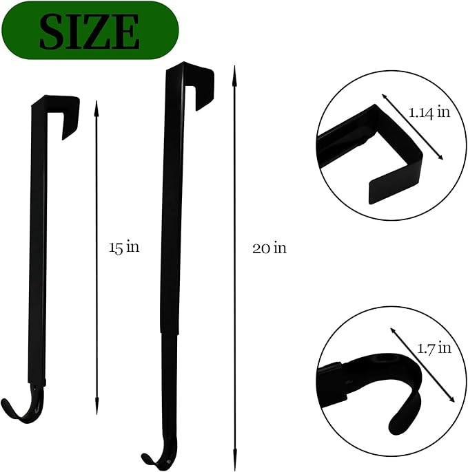 Tuzuaol Wreath Hangers for Front Door, Adjustable Wreath Hanger from 15 to 25 inch Over The Door Hooks Non-Scratch for Christmas Wreath Door Decor