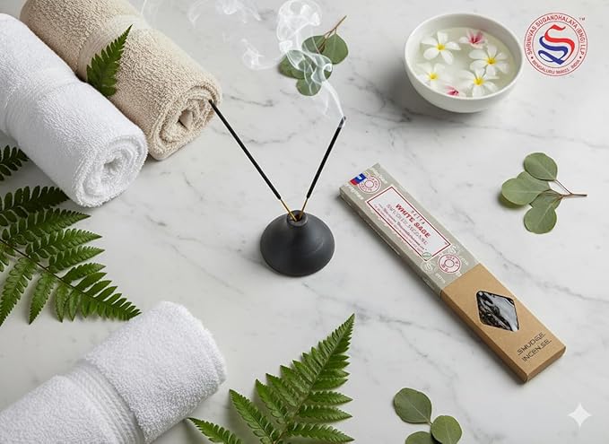 Satya Smudge Incense Stick – Hand-Rolled Indian Masala Incense for Meditation, Yoga & Spiritual Cleansing Pack of 6 (Smudge White Sage)