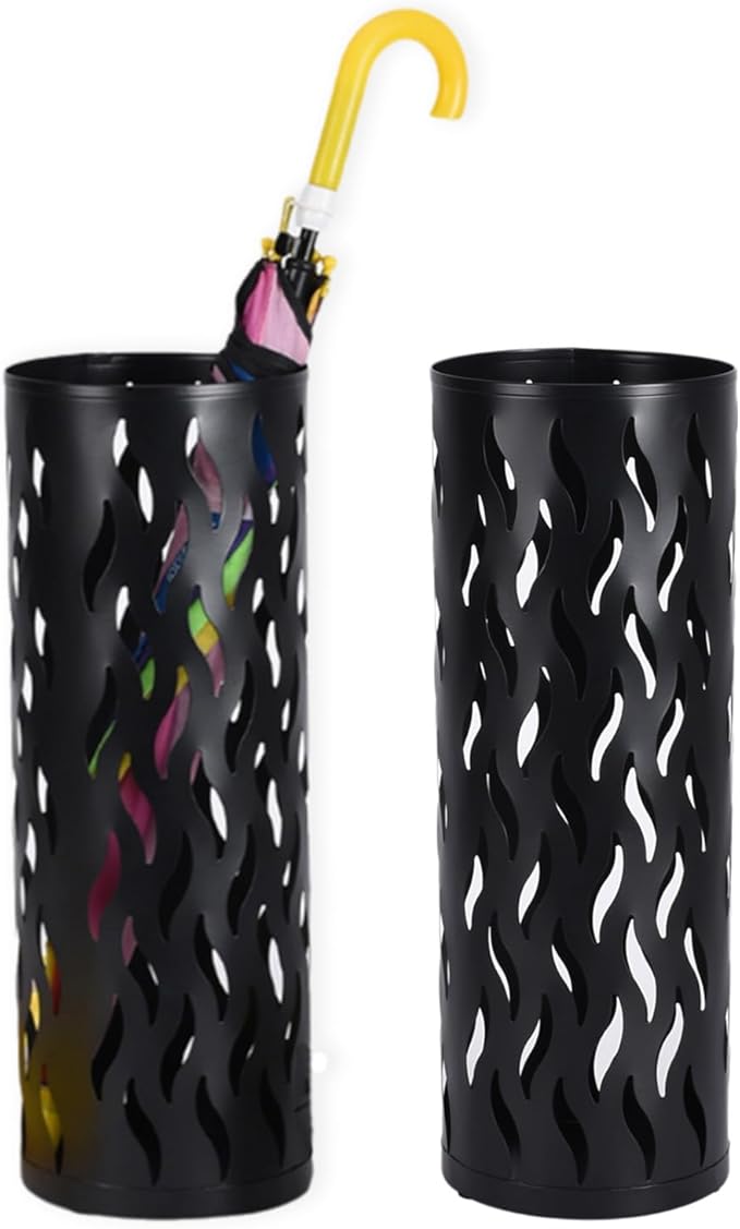 YUYTE Metal Round Umbrella Holder, Shaped Freestanding Umbrella Organizer for Entryway, Home, and Office (Black)