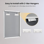LOAAO 24x36 Inch White Metal Framed Bathroom Mirror for Wall, White Bathroom Vanity Mirror Farmhouse, Large Rounded Rectangle Mirror, Anti-Rust, Hangs Horizontally or Vertically