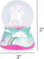 Elanze Designs Flying Rainbow Unicorn 80MM Sturdy Wind Up Musical Glitter Water Snow Globe Tabletop Dresser Nightstand Figurine Decoration Plays Tune The Unicorn