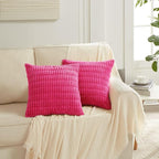 Fancy Homi 4 Packs Decorative Throw Pillow Covers for Living Room Couch Bed, Modern Farmhouse Boho Home Décor Accent Cushion Case, 20" x 20", Hot Pink