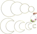 8Pcs Gold Macrame Dream Catcher Rings Metal Hoops DIY Floral Macrame Hoop for Wall Hanging Crafts 4 Size Wreath Ring for Wedding Wreath Decor (Circle and Moon)