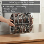 4-Pack Belt storage Organizer for Closet with Removable Dividers - 5 Compartments & Handles Drawer organization and storage for underwear, Socks, and Bow Ties Acrylic Belt Organizers (4)