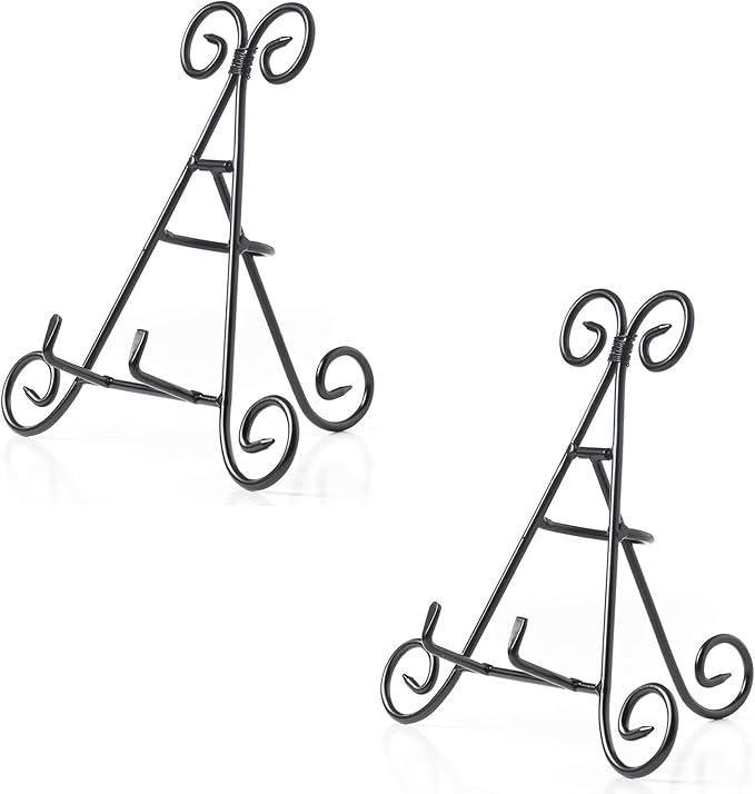 Huji Sturdy Iron Display Stand Holder for Home Kitchen Decoration Platters, Pictures, Frames and Books. (2, 9")