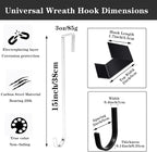2 PCS Wreath Hangers for Front Door, 15" Wreath Hanger, Indoor or Outdoor Over The Door Wreath Hook Hanger for Easter Spring Halloween Xmas Wreath Decorations, Steel Material, 20lb Load Bearing（White）