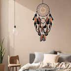 Dream Catchers with Luminous Beads Dream Catchers for Adults Handmade Native American Hanging Wall Decor Ornament for Bedroom Brown