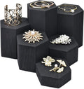 MOOCA Wooden 6 Pcs Hexagon Risers for Display Jewelry and Accessories Display Stand, Wooden Risers For Jewelry Figurine, Black Color
