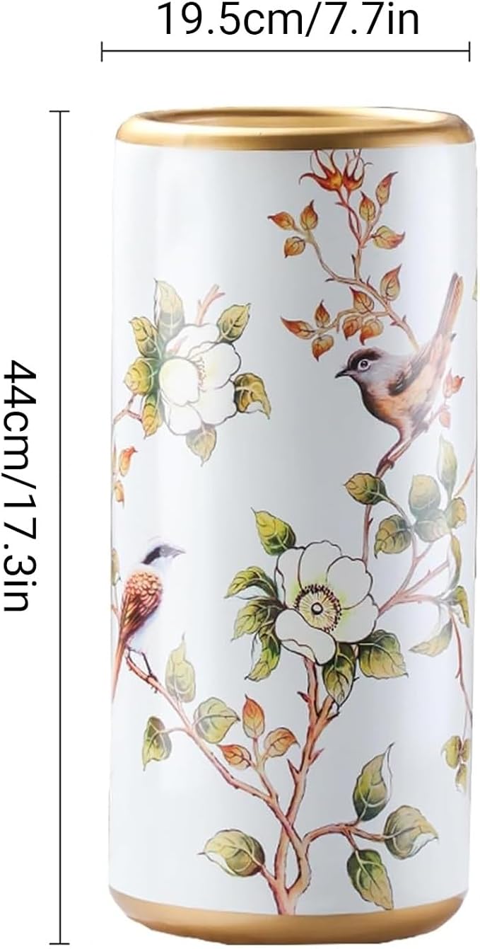 Ceramic Umbrella Stand, Vintage Ceramic Umbrella Stand, Umbrella Holder for Entryway, Multi-Functional Painted Porcelain, for Home Office Entrance Indoor(C)