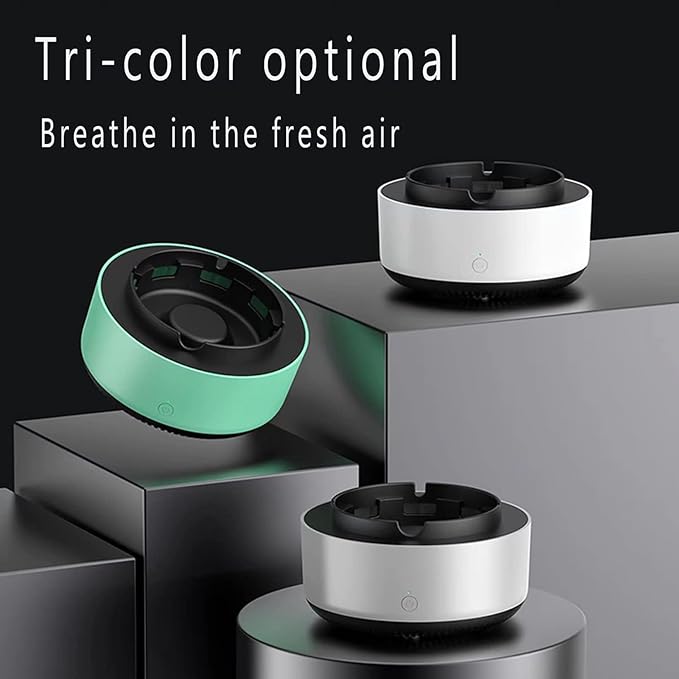 2 in 1 Air Purifier Ashtray Multifunctional Smokeless with Filter,Ashtrays for Cigarettes for Home Indoor Car Office(White)