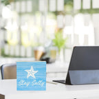 Beach Bathroom Decor Starfish Decor Stay Salty Beach Theme Summer Decorations Wooden Box Sign for Home Office Farmhouse Table Shelf