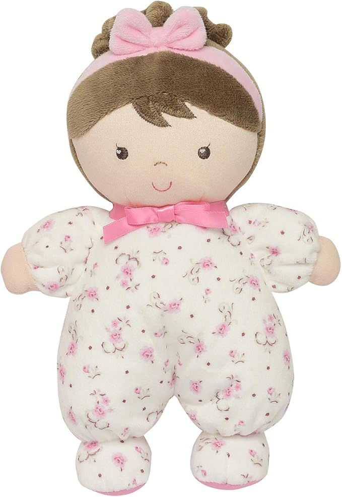 Little Me Plush Baby Doll with Rattle, Jackie (Pink Vintage Rose, 9 inch)