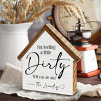 Funny Laundry Room Decor, I'm Feeling a Little Dirty House Shaped Wood Sign, Laundry Room Farmhouse Home Bathroom Decor