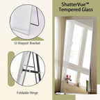 BEAUTYPEAK Full Length Mirror with Stand, 56"x21" Floor Mirror with Aluminum Alloy Thin Frame, ShatterVue Tempered Full Body Mirrors, Free Standing or Wall-Mounted Mirrors for Living Room, Silver
