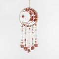 Red Gemstone Dream Catcher 7 Chakras Tree of Life Moon Dream Catchers with Healing Crystal Stones Handmade Suncatcher Dreamcatcher Wall Decor for Adults Living Room,Bedroom,Garden,Bless Gift