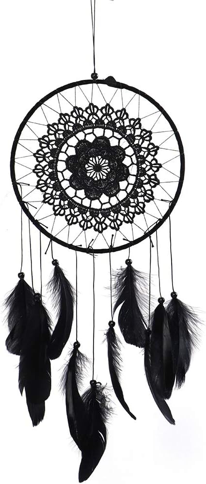 Dream Catcher, Wall Mounted Dream Catcher Feathered Dream Catcher Handmade Dream Catcher Black Boho Bedroom Dream Catcher