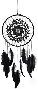 Dream Catcher, Wall Mounted Dream Catcher Feathered Dream Catcher Handmade Dream Catcher Black Boho Bedroom Dream Catcher