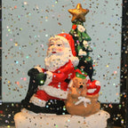 Music Snow Globe Train Lantern with Music and Timer, Battery Operated and USB Cable Santa Lighted Snow Globe Spinning Water Glitter (Bronze, USB Included)