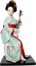 12inch Japanese Geisha Ethnic Japanese Geisha Dolls Oriental Ancient Kabuki Girl Statue Kimono Dolls for Tabletop Home Decor, Red and Light Green