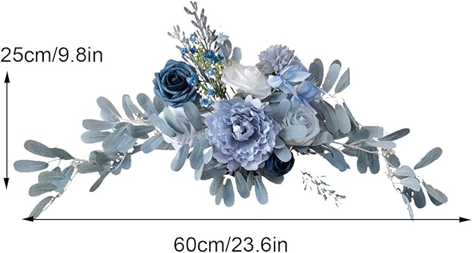 Wnvivi Artificial Flower Swag,Wedding Arch Flowers,Rose Swag Arch Swag Lintel Floral for Wedding Ceremony,Front Door,Centerpiece Decor-Blue