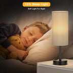 PartageiZ Grey Touch Table Lamps Set of 2-3 Way Dimmable Bedroom Lamps for Bedside with USB C and A Ports, Small Nightstand Lamps with AC Outlet, Desk Lamps with Black Base for Office Boys