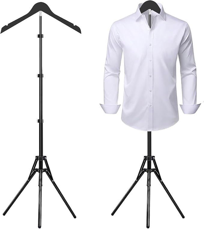 Adjustable Shirt Display Stand 32-63 Inch, Foldable Clothing Display Stand for Retail Vendors, T Shirt Mannequin Torso, Steamer Rack Stand for Dress Clothes Garment