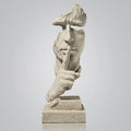 fazhongfa Thinker Statue - Silence is Gold Modern Decor Creative Abstract Art Figurine Resin Sculptures Decoration Room Home Study Office for Men Desktop Ornament (Sandstone)