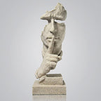 fazhongfa Thinker Statue - Silence is Gold Modern Decor Creative Abstract Art Figurine Resin Sculptures Decoration Room Home Study Office for Men Desktop Ornament (Sandstone)