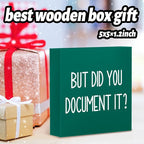 mmiishe The Office Gifts Desk Decor But Did You Document It Wooden Box Sign Funny Office Boss Gifts for Women Coworkers Boss Day Gifts for Him Decorations for Home Office 5 x 5 Inches (Green)