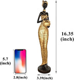 African Statue Sculptures - 16.4" Lady Figure Figurines,Table Top Resin Home Decor,Suitable for Placement in Study, Bedroom, Living Room(Gold)
