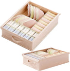 1 Pack Drawer Organizer Dividers with Lid, 17 Cell Underwear Organizer for Closet Organizers and Storage Boxes, Foldable Wardrobe Clothes Storage Bins for Underwear, Socks, Bras, Ties, Lingerie