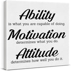 Inspirational Office Wall Decor, Motivational Plaques with Positive Sayings Canvas Painting Wall Art for Home Office Bathroom Decoration, Ability Sign Framed Posters Art Work Gift, 8 x 8 Inches