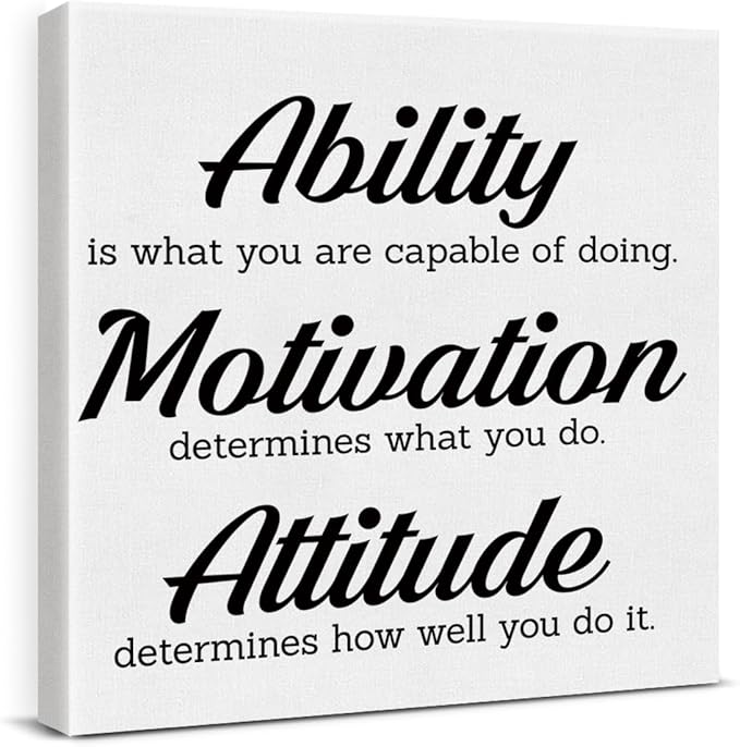 Inspirational Office Wall Decor, Motivational Plaques with Positive Sayings Canvas Painting Wall Art for Home Office Bathroom Decoration, Ability Sign Framed Posters Art Work Gift, 8 x 8 Inches