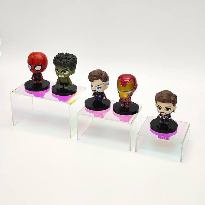 Cerpourt 2 Sets Acrylic Display Risers Colorful Product Stand,Cupcakes Holder Dessert Display Transparent Showcase Stands, Candy Bar Risers, Acrylic Lifts Display for Figures