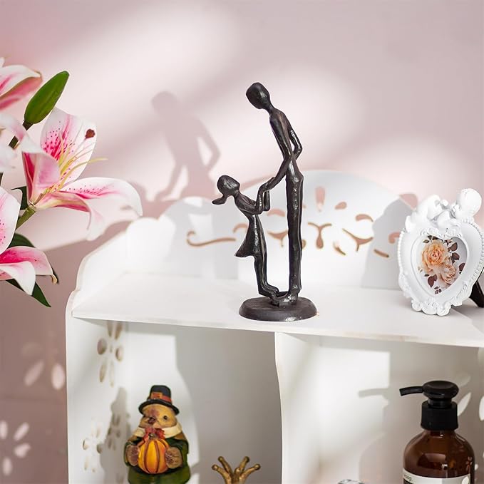 Sziqiqi Figurines Gifts for Father - Dad Daughter Iron Statues Father Daughter Love Sculpture Decoration for Fathers Day Wedding Christmas Birthday Gifts for Dad for Son Husband