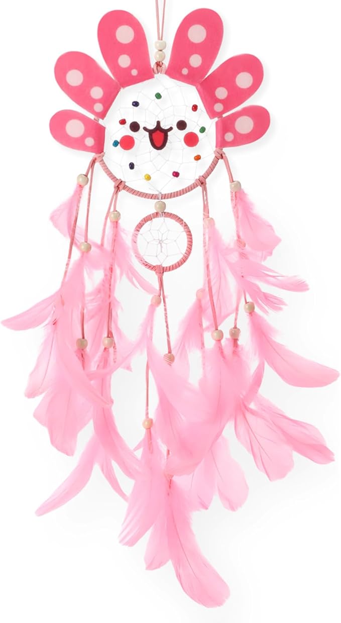 Geelin Axolotl Dreamcatcher Wall Decor Cute Animal Wall Hanging Dreamcatcher with Feather Axolotl Birthday Party Handmade Gifts for Girls Room Bedroom DIY Decor