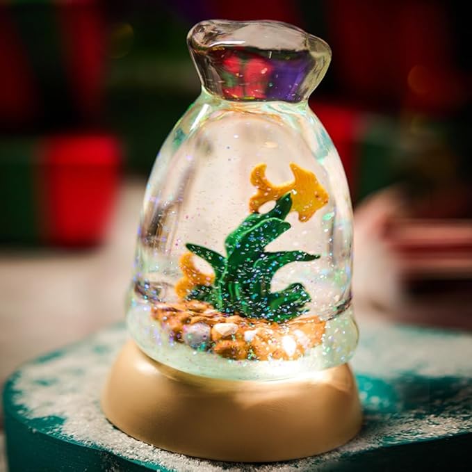 Unique Goldfish Aquarium Snow Globe with Gift Wrapped Box - Decorative Glass Ball with Glitter Water Effect, Ideal for Housewarming & Birthday Gifts, Miniature Tabletop Decor