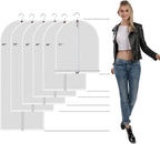 6 Pack Short Garment Bags (24x31") - Dustproof Covers for Kids Clothes - Durable PEVA Storage Bags with Sturdy Zipper for Dance Costumes, Tops & Folded Pants (Translucent)