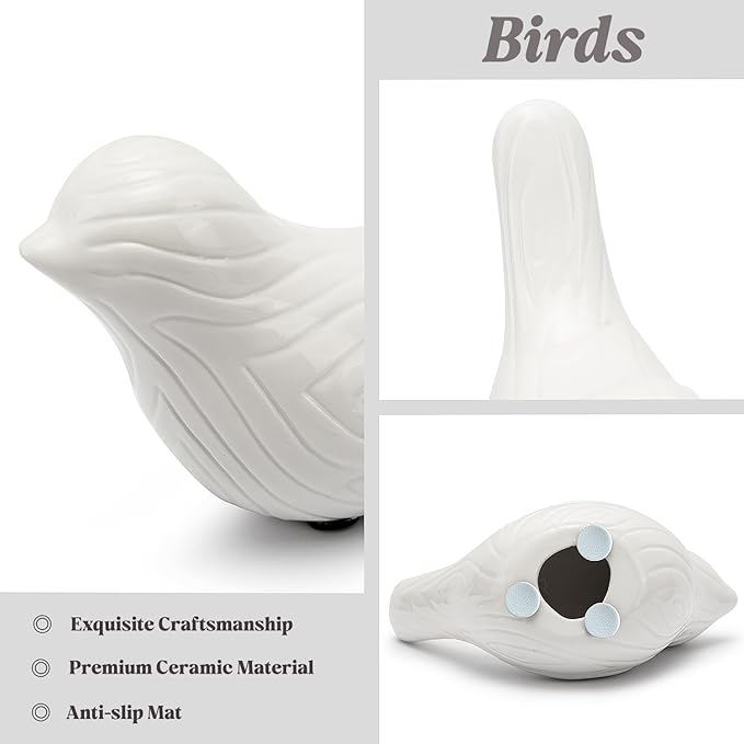 FANTESTICRYAN Set of 2 Small Ceramic Birds Statue, Home Decor Modern Style Animal Sculptures, Decorative Figurine Ornaments for Office Desktop, Bookshelf, Coffee Table, Bedroom, Living Room, Cabinets