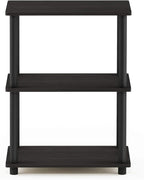 Furinno TURN-N-TUBE Storage Shelves, 3-Tier Book Shelf, Corner Shelf, Toolless Open Shelves, for Organization and Storage, Living Room, Garage, Home Office, Espresso