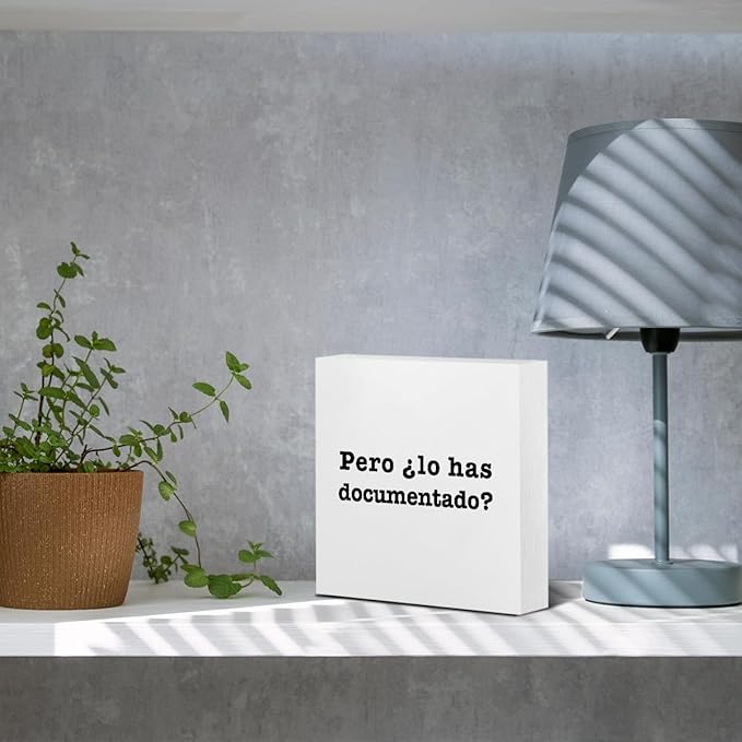 mmiishe Spanish But Did You Document It Wooden Box Sign The Office Gifts Boss Day Gifts for Him Funny Office Boss Gifts for Women Coworkers Decorations for Home Office Desk 5 x 5 Inches